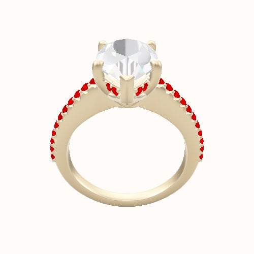 Illusion Set Shank Engagement Ring With V Prong with Hidden Halo Head