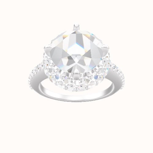 Illusion Set Shank Engagement Ring With Waterfall Halo Head