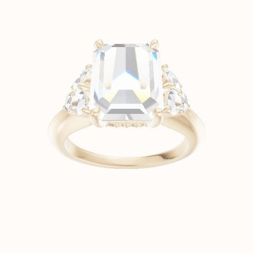 Knife Edge Band with Round Sidestone Trio Engagement Ring With Front set gallery Head