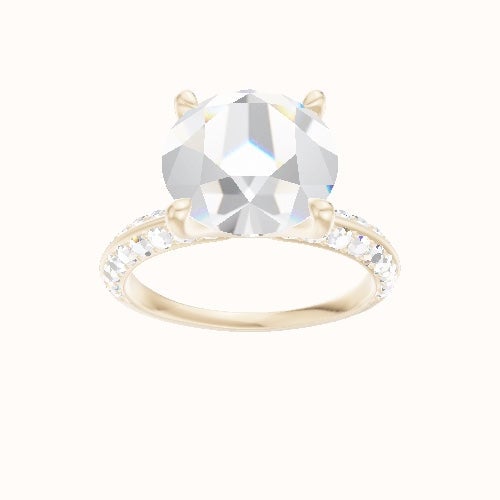 Knife Edge Double Row Pave Engagement Ring With Four Prong Head