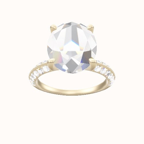 Knife Edge Double Row Pave Engagement Ring With Four Prong Head