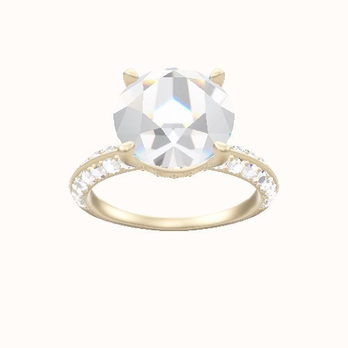 Knife Edge Double Row Pave Engagement Ring With Front set gallery Head