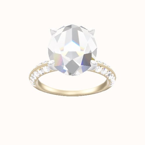 Knife Edge Double Row Pave Engagement Ring With Front set gallery Head