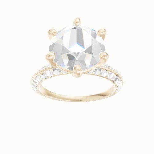 Knife Edge Double Row Pave Engagement Ring With High Set Six Prong Head
