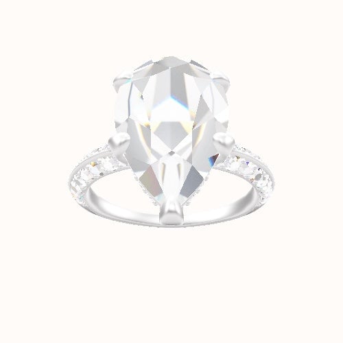 Knife Edge Double Row Pave Engagement Ring With Pave Basket Head