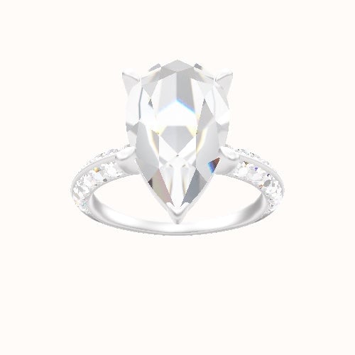 Knife Edge Double Row Pave Engagement Ring With Standard Four Prong Head