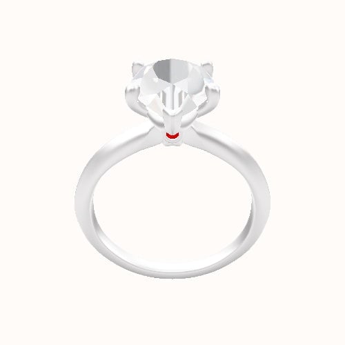 Knife Edge Engagement Ring With Crown Four Prong w. Surprise Diamond Head