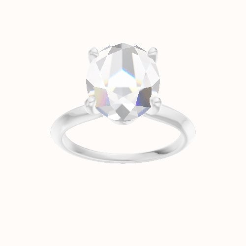 Knife Edge Engagement Ring With Crown Four Prong w. Surprise Diamond Head
