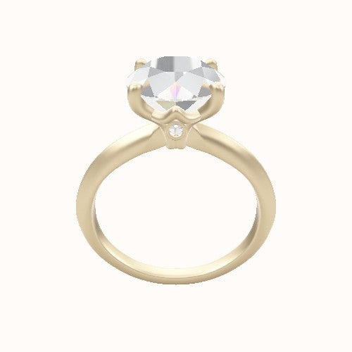 Knife Edge Engagement Ring With Crown Four Prong w. Surprise Diamond Head