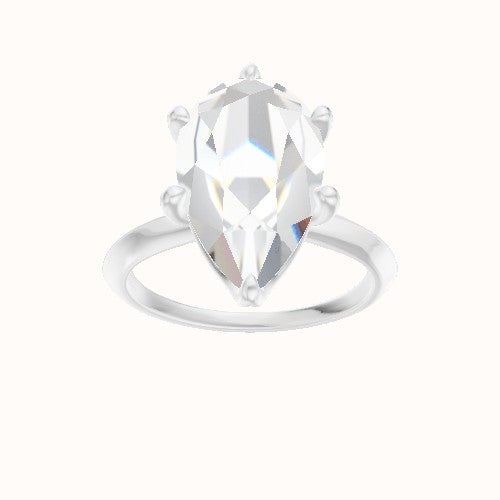 Knife Edge Engagement Ring With Crown Six Prong w. accent Diamond Head