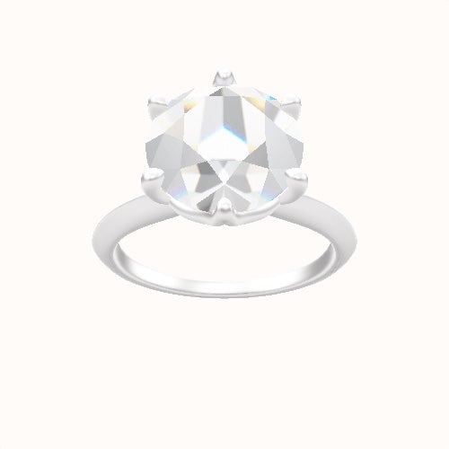 Knife Edge Engagement Ring With Crown Six Prong w. accent Diamond Head