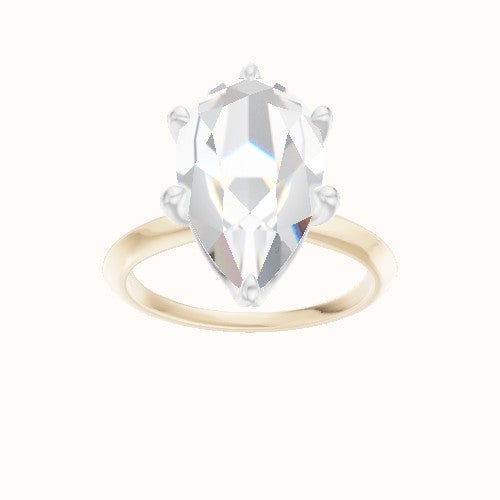 Knife Edge Engagement Ring With Crown Six Prong w. accent Diamond Head
