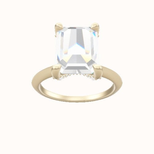 Knife Edge Engagement Ring With Double Pave V Prong Head