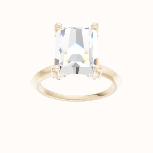 Knife Edge Engagement Ring With Double Pave V Prong Head