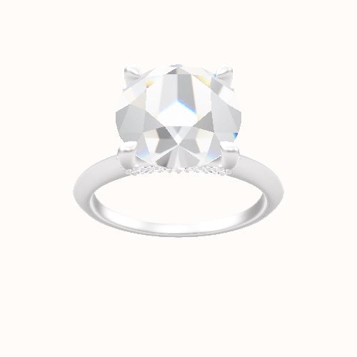 Knife Edge Engagement Ring With Double Pave V Prong Head