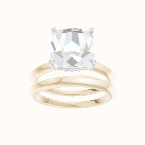 Knife Edge Engagement Ring With Front set gallery Head and Matching Band