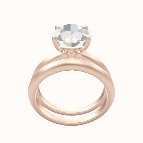 Knife Edge Engagement Ring With Front set gallery Head and Matching Band