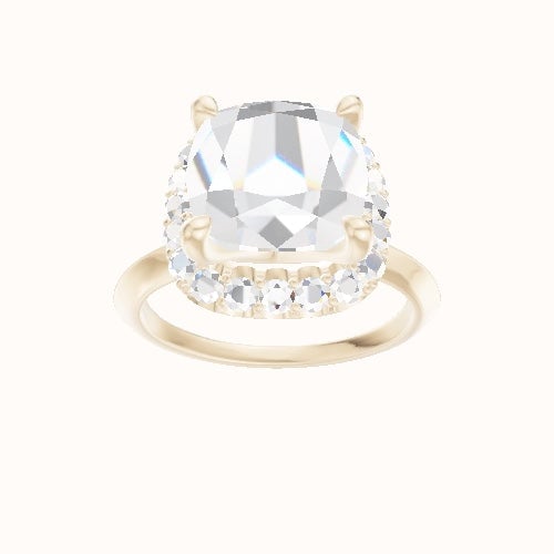 Knife Edge Engagement Ring With Halo Head