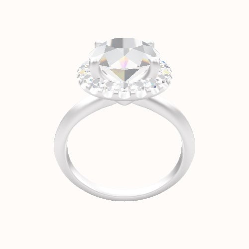 Knife Edge Engagement Ring With Halo Head