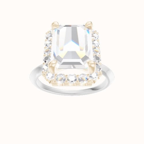 Knife Edge Engagement Ring With Halo Head