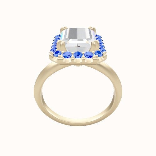 Knife Edge Engagement Ring With Halo with Double Prong Head