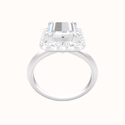 Knife Edge Engagement Ring With Halo with Double Prong Head
