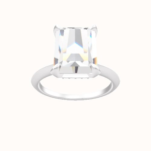 Knife Edge Engagement Ring With Pave Basket Head