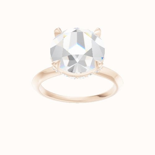 Knife Edge Engagement Ring With Pave Basket Head
