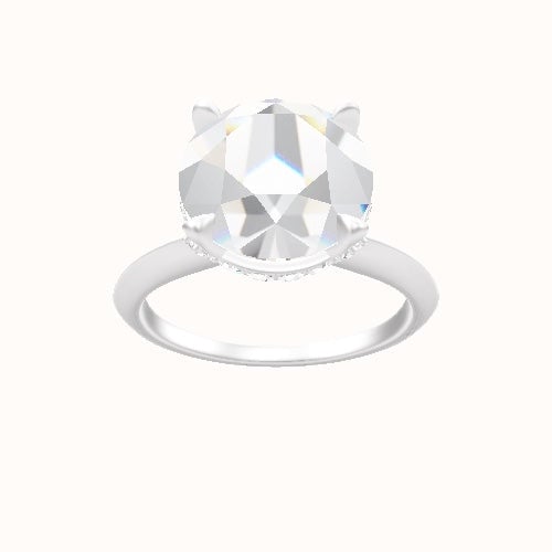 Knife Edge Engagement Ring With Pave Basket Head