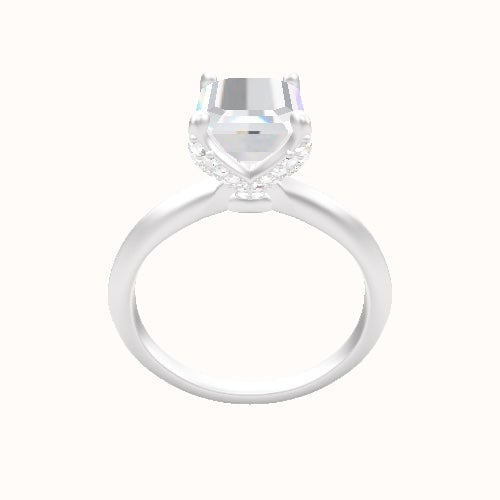 Knife Edge Engagement Ring With Pave Petal Four Prong Head