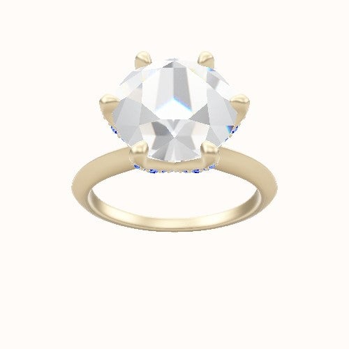 Knife Edge Engagement Ring With Pave Petal Six Prong Head