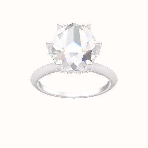Knife Edge Engagement Ring With Pave Petal Six Prong Head