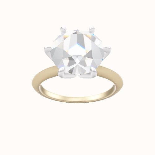 Knife Edge Engagement Ring With Petal Six Prong Head and Matching Band