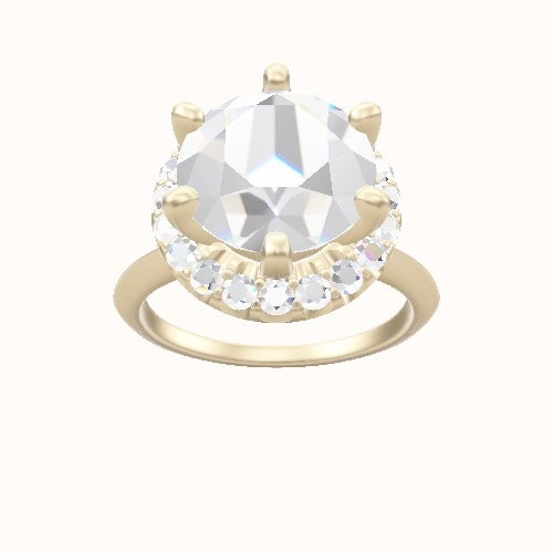 Knife Edge Engagement Ring With Six Prong Halo Head
