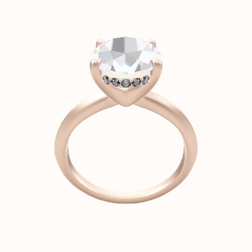 Knife Edge Engagement Ring With V Prong with Hidden Halo Head