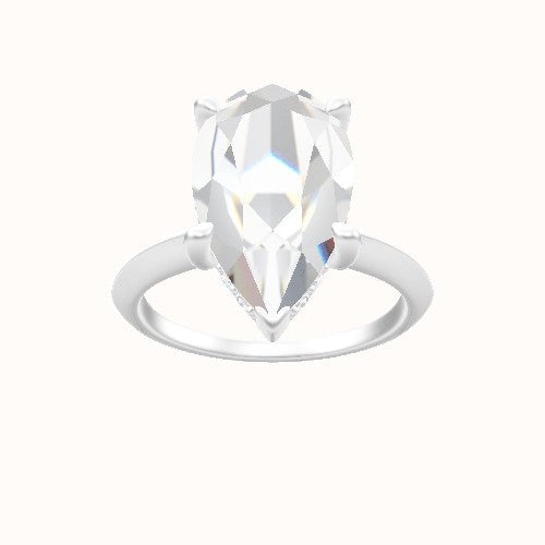 Knife Edge Engagement Ring With V Prong with Hidden Halo Head