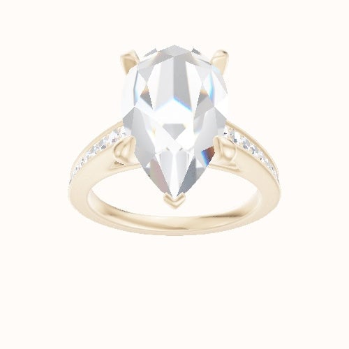 Micropave Cathedral Engagement Ring With Accent Diamond Head