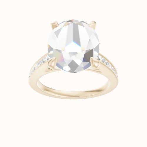 Micropave Cathedral Engagement Ring With Accent Diamond Head