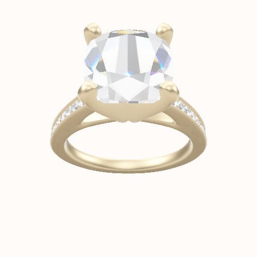 Micropave Cathedral Engagement Ring With Classic Four Prong Head