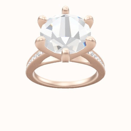 Micropave Cathedral Engagement Ring With Classic Six Prong Head