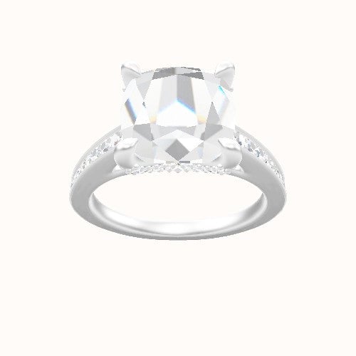 Micropave Cathedral Engagement Ring With Double Pave V Prong Head
