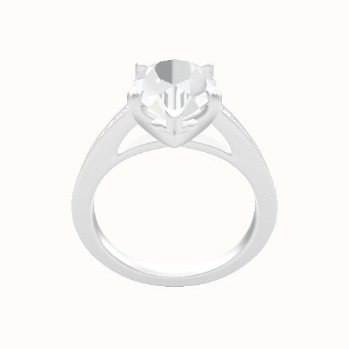 Micropave Cathedral Engagement Ring With Four Prong Head