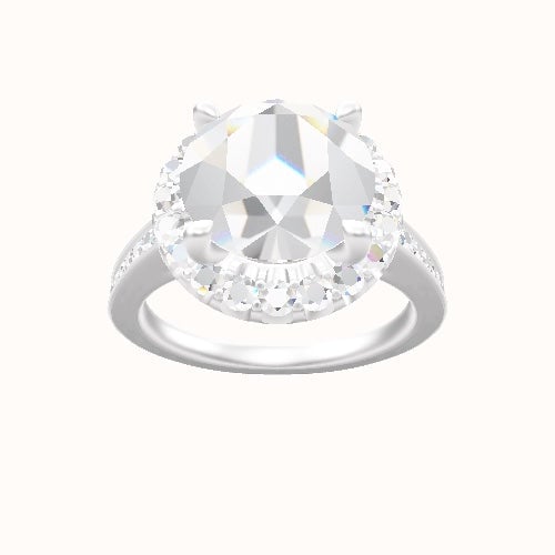Micropave Cathedral Engagement Ring With Halo Head