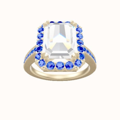 Micropave Cathedral Engagement Ring With Halo with Double Prong Head