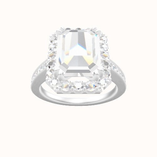 Micropave Cathedral Engagement Ring With Halo with Double Prong Head