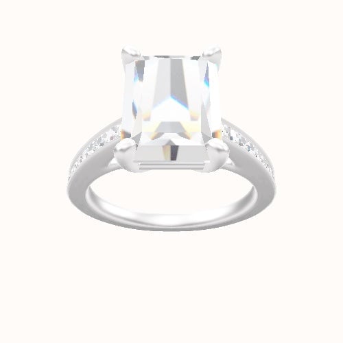 Micropave Cathedral Engagement Ring With High Set Four Prong Head