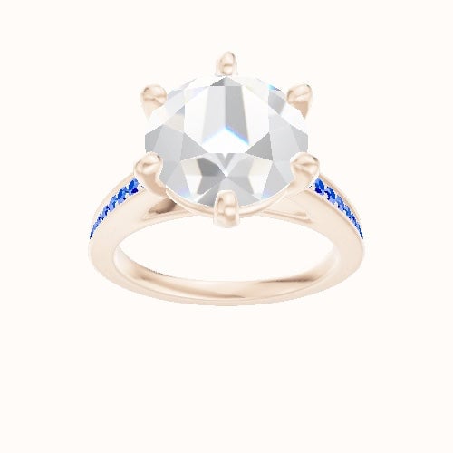 Micropave Cathedral Engagement Ring With High Set Six Prong Head