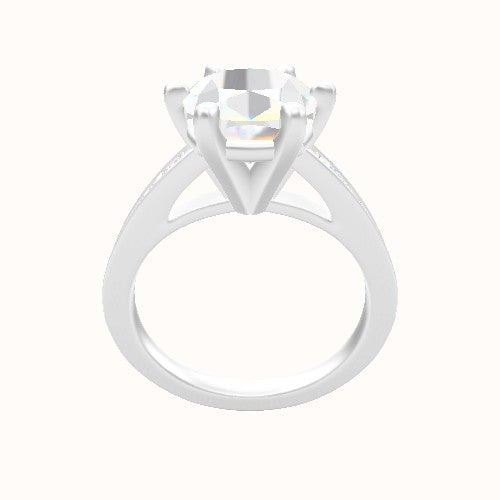 Micropave Cathedral Engagement Ring With High Set Six Prong Head