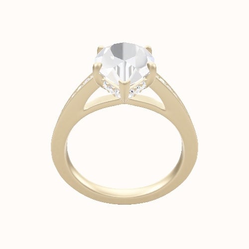 Micropave Cathedral Engagement Ring With Low Set Pave  Hidden Halo Head