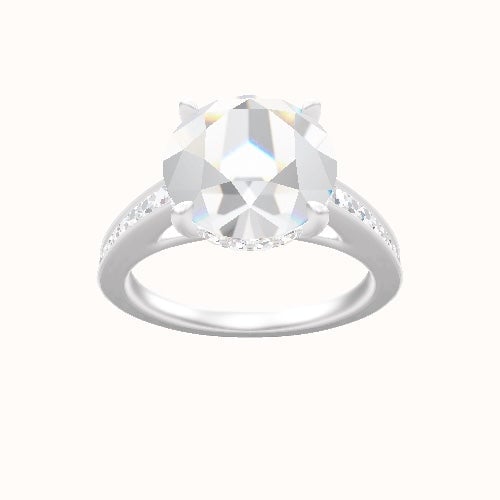 Micropave Cathedral Engagement Ring With Low Set Pave  Hidden Halo Head